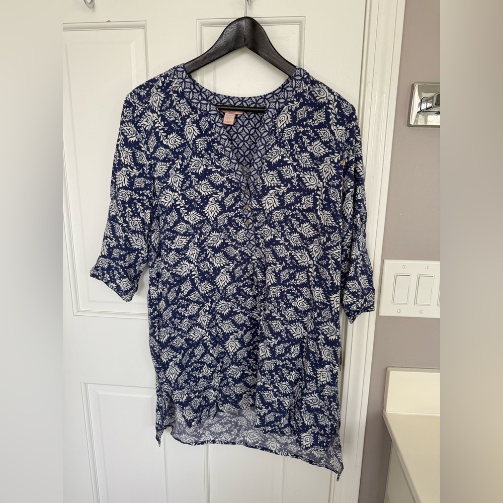 Saint Tropez West Paisley Floral Tunic Swim Beach Pool Cover Up Top